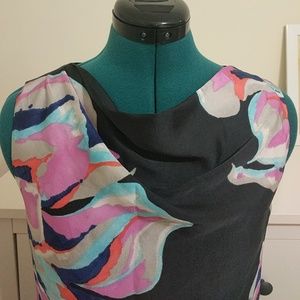 Silky gray floral print dress